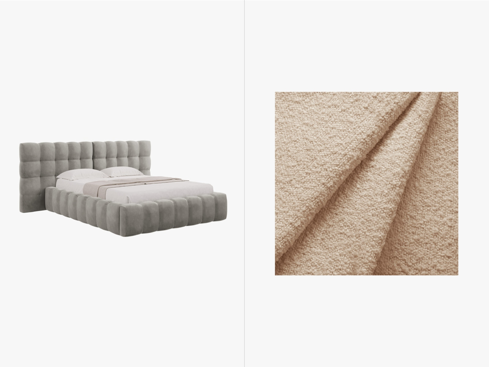 Mamaia Boucle Bett mit Stauraum und doppeltem Headboard 140cm in Beige/Schwarz-Baloo präsentiert im Onlineshop von KAQTU Design AG. Bett ist von Micadoni