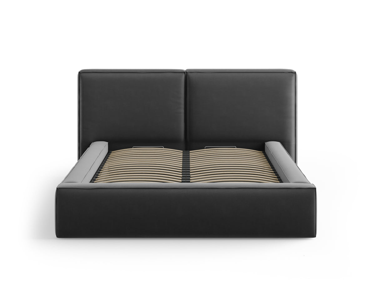 Jodie Bett mit Strauaum und doppeltem Headboard 140cm in Grey-Bluvel präsentiert im Onlineshop von KAQTU Design AG. Bett ist von Micadoni