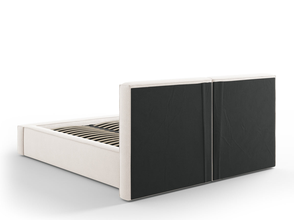 Jodie Bett mit Stauraumfunktion mit doppeltem Headboard 140cm in Light Beige-Megan präsentiert im Onlineshop von KAQTU Design AG. Bett ist von Micadoni