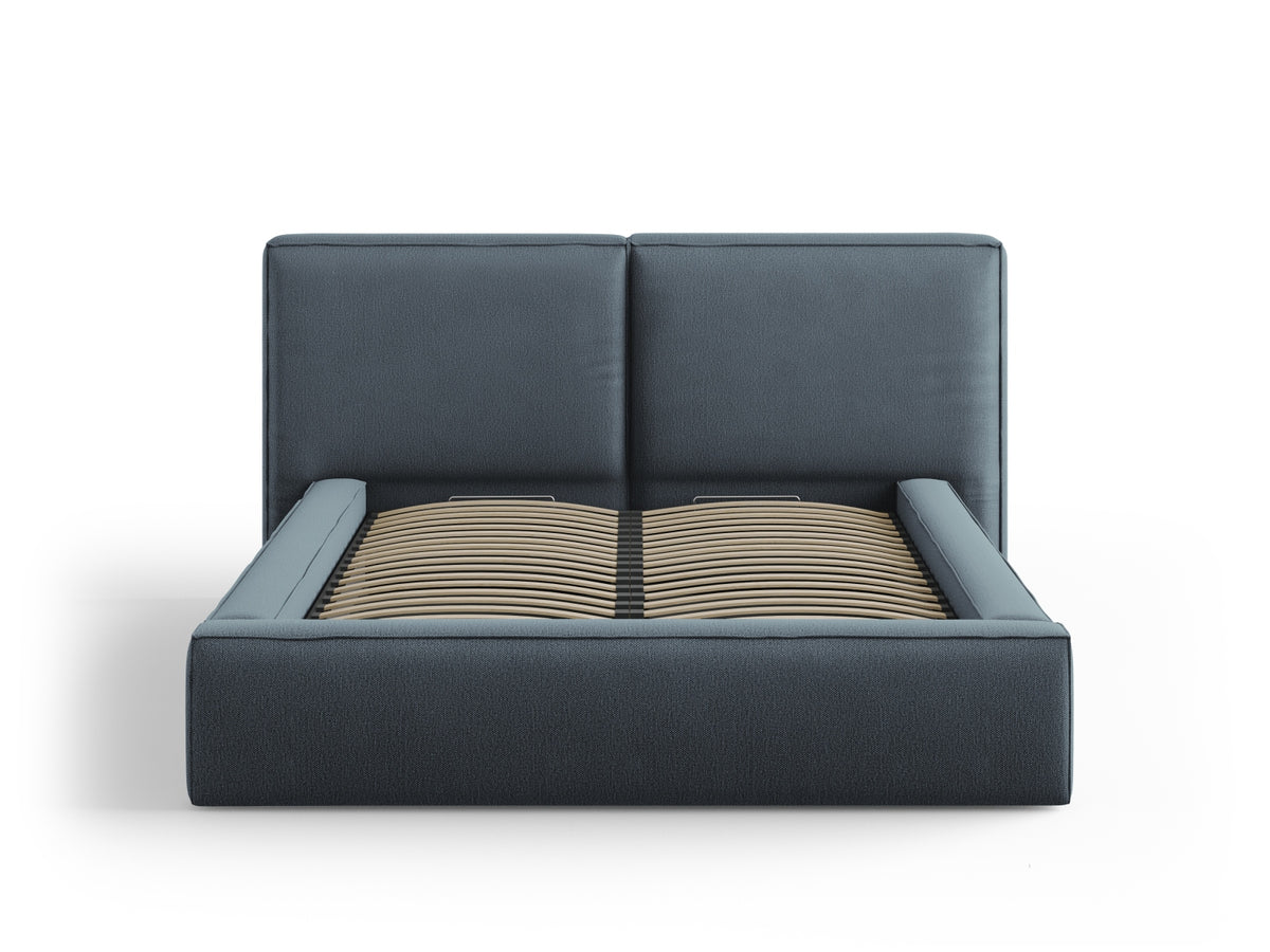 Jodie Bett mit Stauraumfunktion mit doppeltem Headboard 140cm in Blue-Megan präsentiert im Onlineshop von KAQTU Design AG. Bett ist von Micadoni