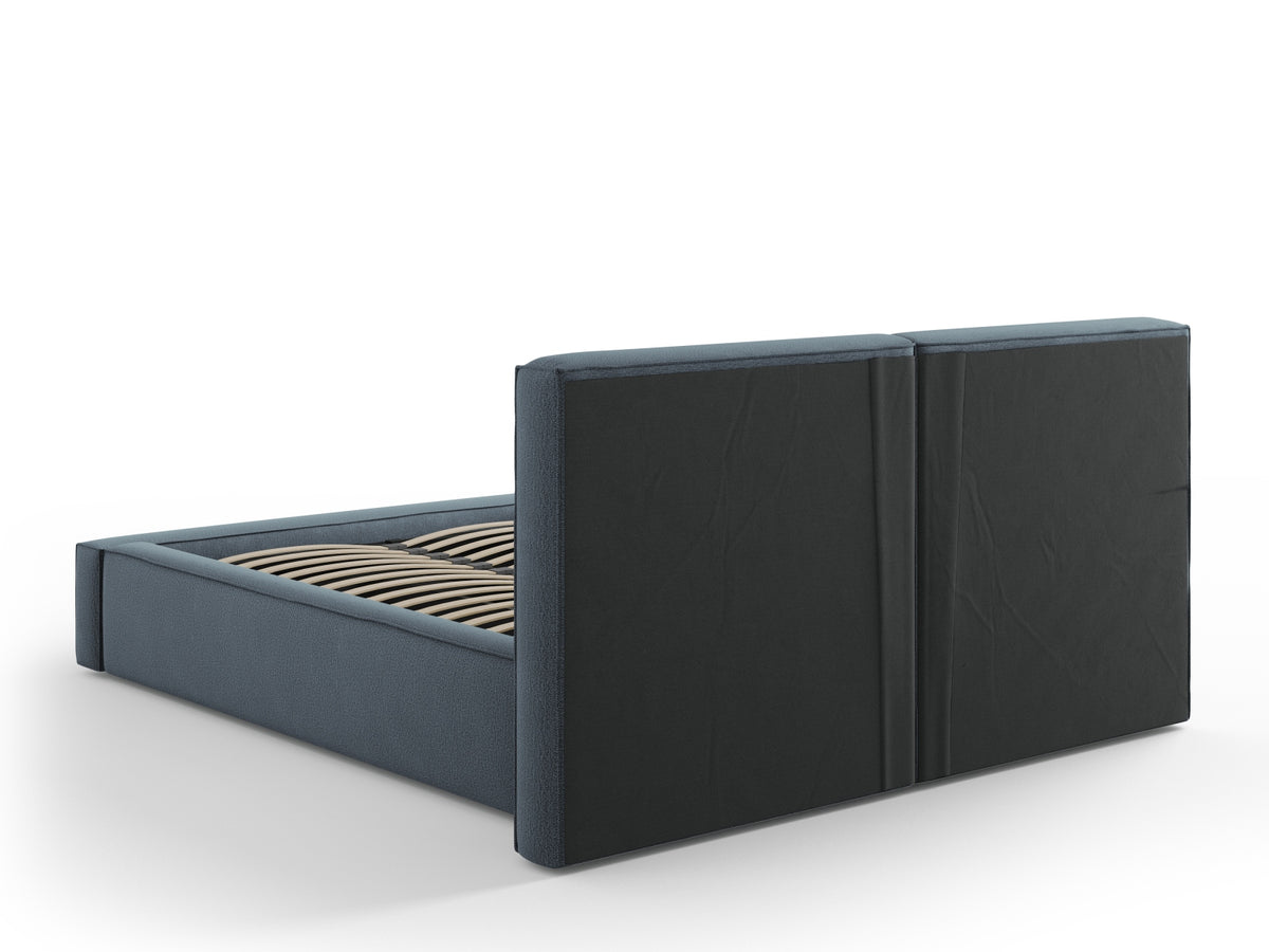 Jodie Bett mit Stauraumfunktion mit doppeltem Headboard 140cm in Blue-Megan präsentiert im Onlineshop von KAQTU Design AG. Bett ist von Micadoni