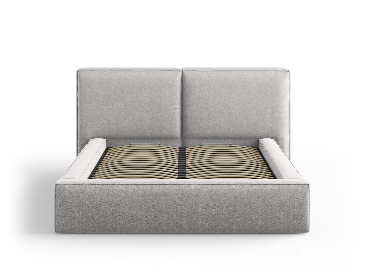 Jodie Bett mit Stauraumfunktion mit doppeltem Headboard 140cm in Light Grey-Megan präsentiert im Onlineshop von KAQTU Design AG. Bett ist von Micadoni