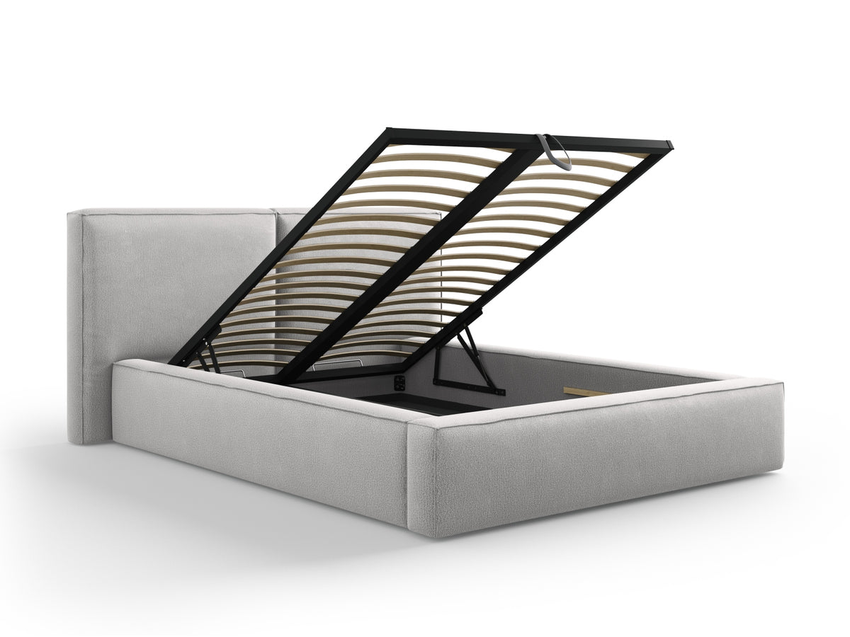 Jodie Bett mit Stauraumfunktion mit doppeltem Headboard 140cm in Light Grey-Megan präsentiert im Onlineshop von KAQTU Design AG. Bett ist von Micadoni