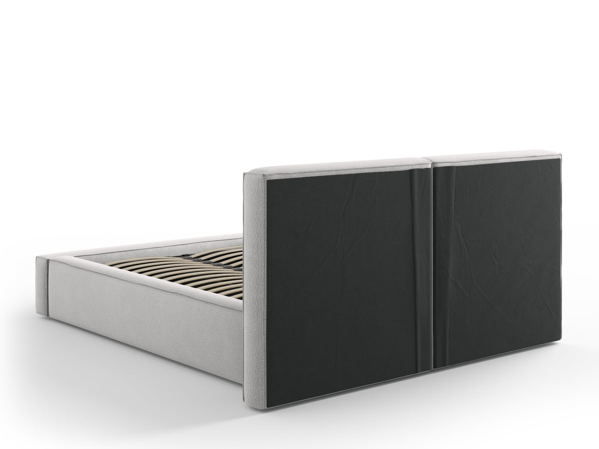 Jodie Bett mit Stauraumfunktion mit doppeltem Headboard 140cm in Light Grey-Megan präsentiert im Onlineshop von KAQTU Design AG. Bett ist von Micadoni