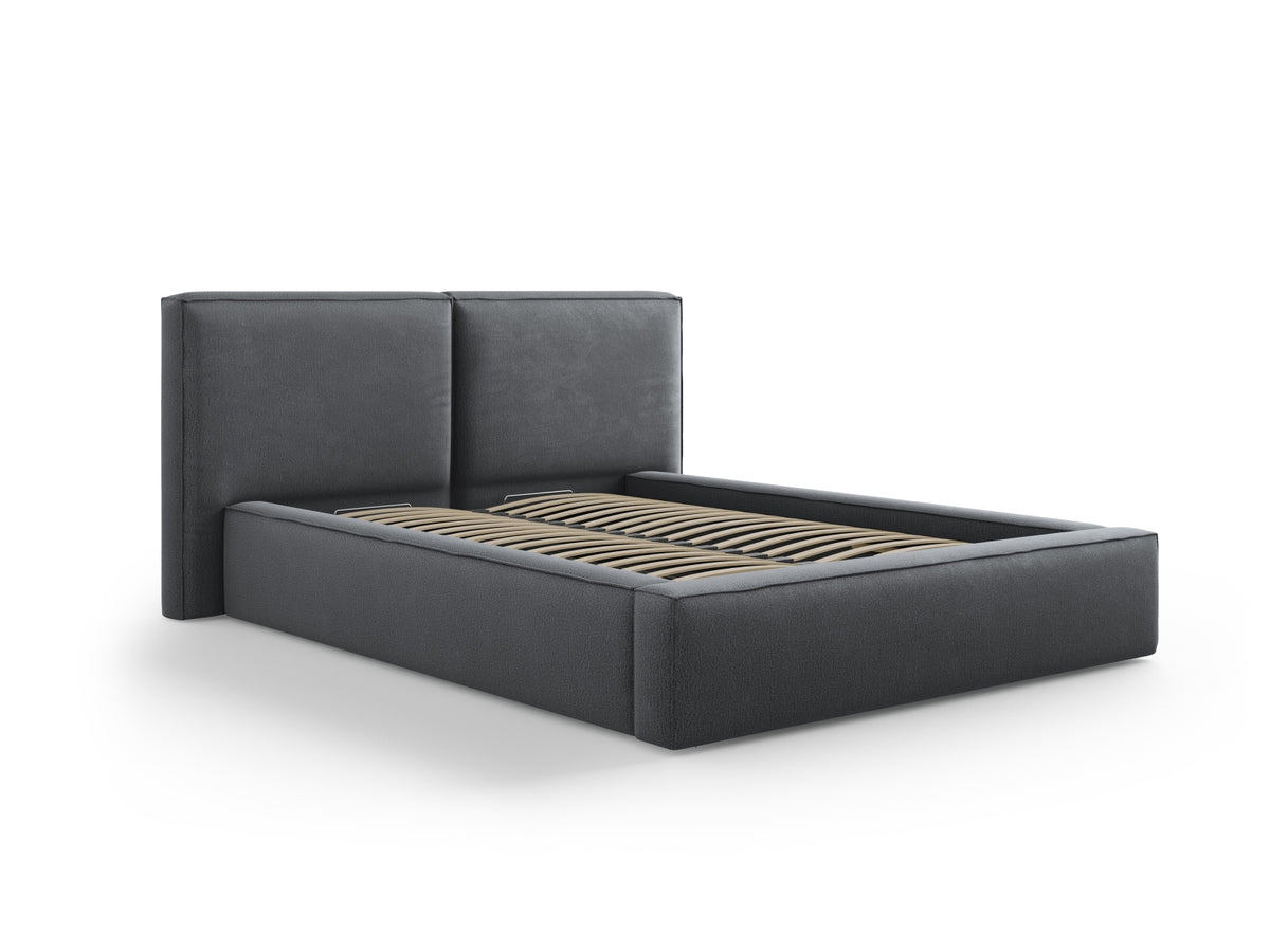Jodie Bett mit Stauraumfunktion mit doppeltem Headboard 140cm in Dark Grey-Megan präsentiert im Onlineshop von KAQTU Design AG. Bett ist von Micadoni