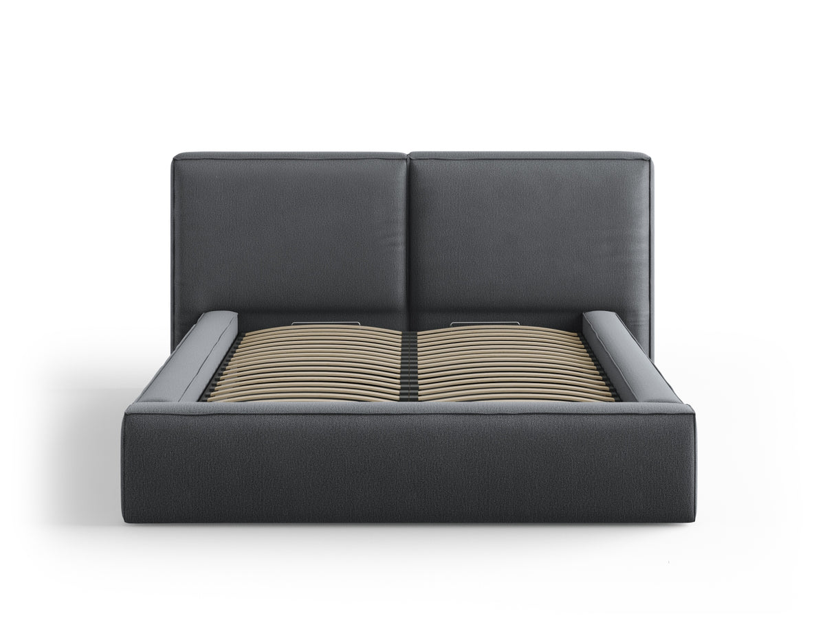 Jodie Bett mit Stauraumfunktion mit doppeltem Headboard 140cm in Dark Grey-Megan präsentiert im Onlineshop von KAQTU Design AG. Bett ist von Micadoni