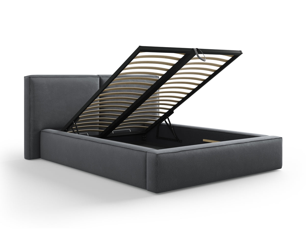 Jodie Bett mit Stauraumfunktion mit doppeltem Headboard 140cm in Dark Grey-Megan präsentiert im Onlineshop von KAQTU Design AG. Bett ist von Micadoni