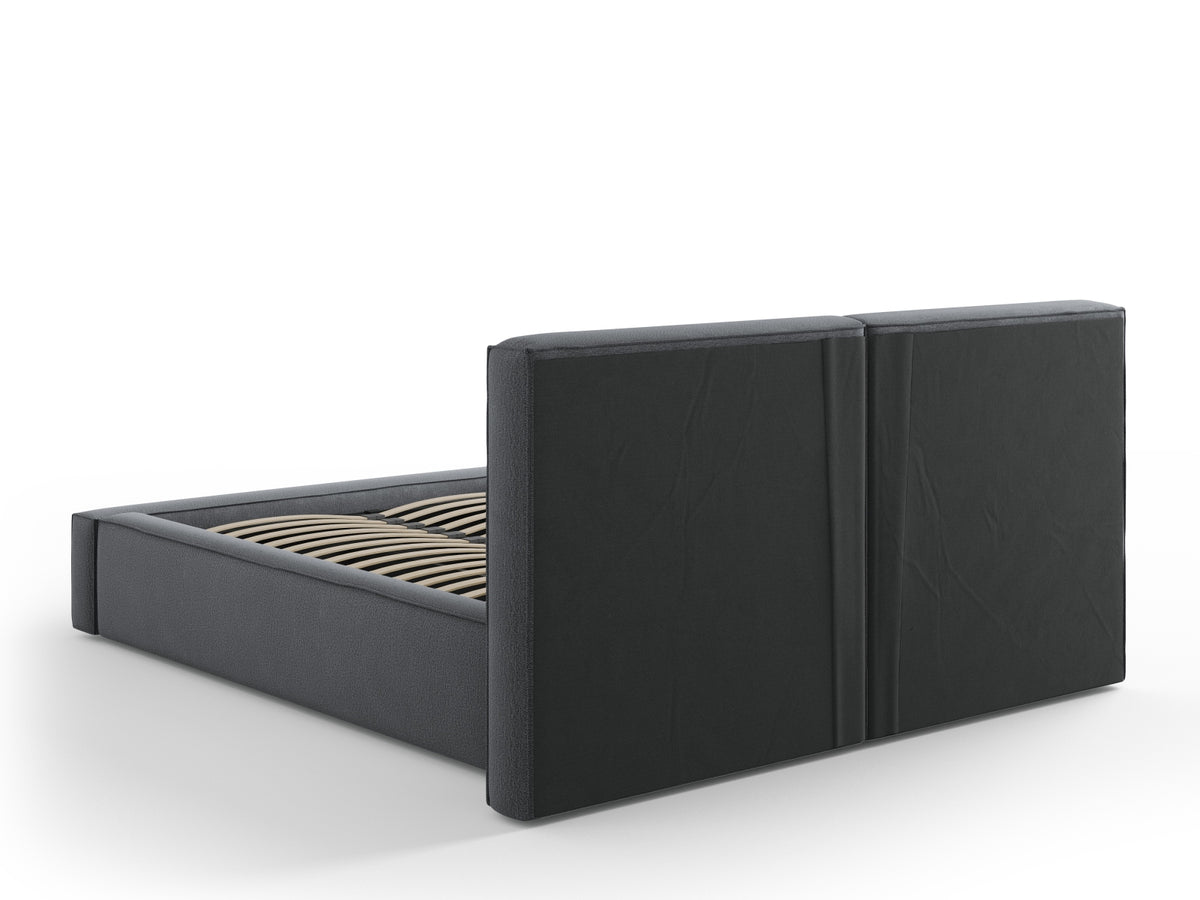 Jodie Bett mit Stauraumfunktion mit doppeltem Headboard 140cm in Dark Grey-Megan präsentiert im Onlineshop von KAQTU Design AG. Bett ist von Micadoni