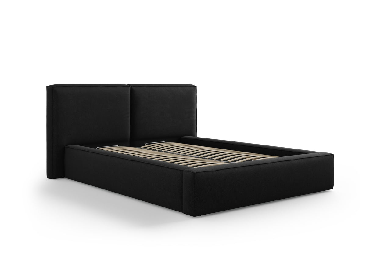 Jodie Bett mit Stauraumfunktion mit doppeltem Headboard 140cm in Black-Megan präsentiert im Onlineshop von KAQTU Design AG. Bett ist von Micadoni