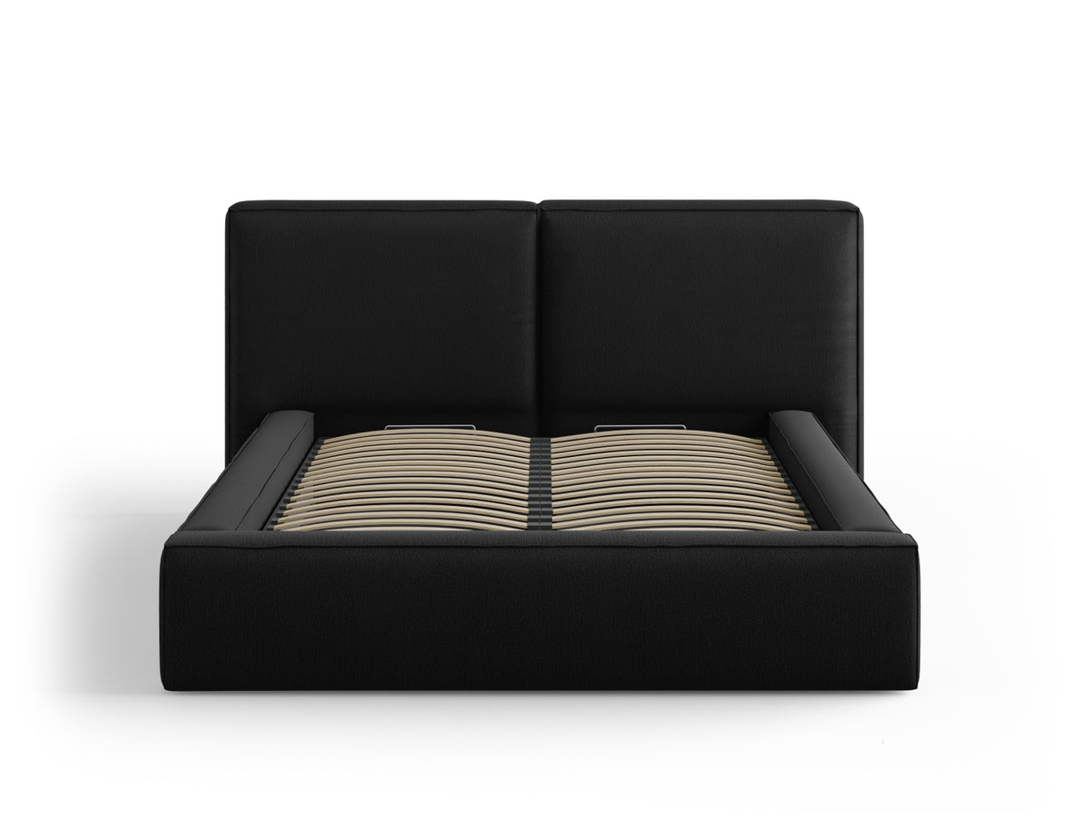 Jodie Bett mit Stauraumfunktion mit doppeltem Headboard 140cm in Black-Megan präsentiert im Onlineshop von KAQTU Design AG. Bett ist von Micadoni