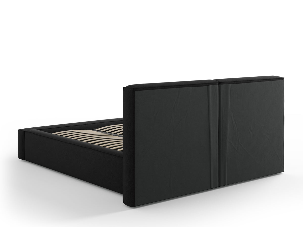 Jodie Bett mit Stauraumfunktion mit doppeltem Headboard 140cm in Black-Megan präsentiert im Onlineshop von KAQTU Design AG. Bett ist von Micadoni