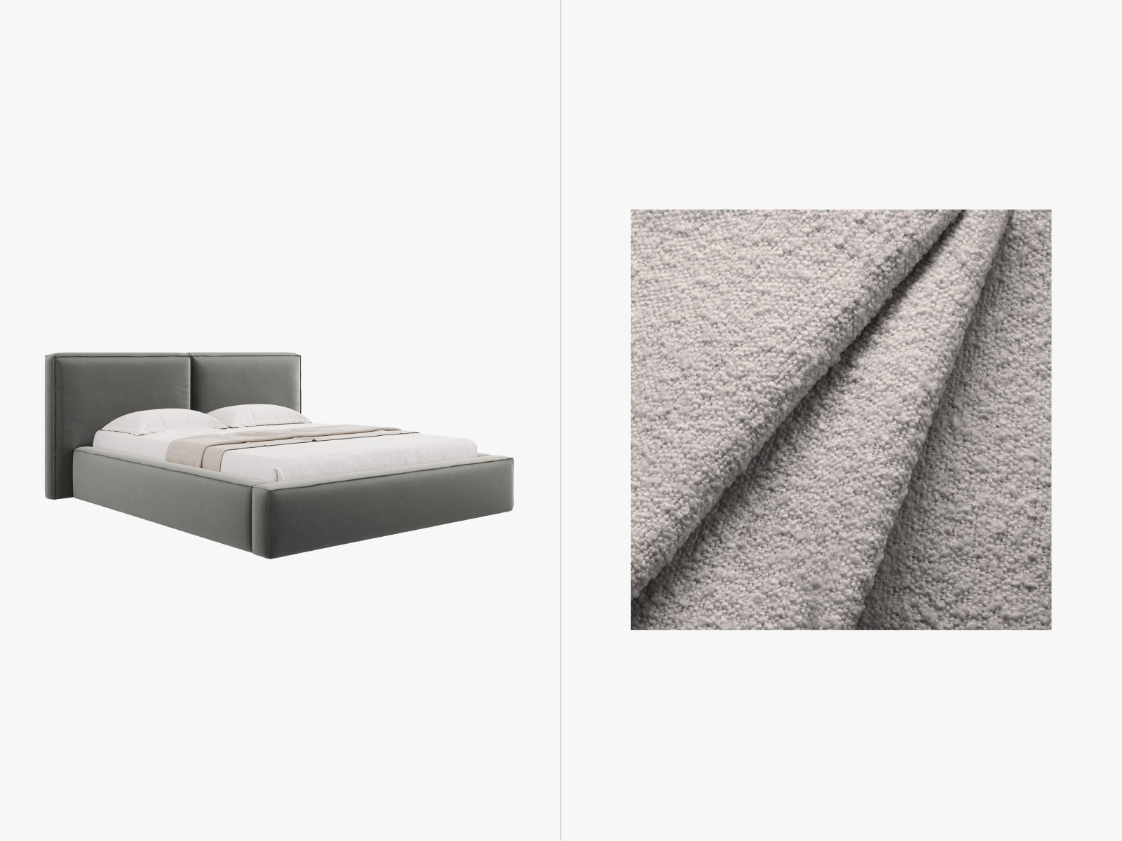 Jodie Bett mit Stauraum und Headboard 160cm in Light Grey-Baloo präsentiert im Onlineshop von KAQTU Design AG. Bett ist von Micadoni