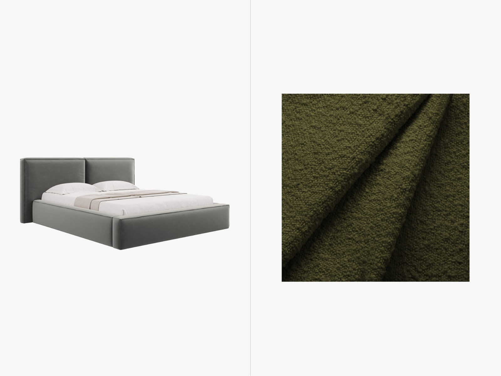 Jodie Bett mit Stauraum und Headboard 160cm in Dark Olive Green-Baloo präsentiert im Onlineshop von KAQTU Design AG. Bett ist von Micadoni