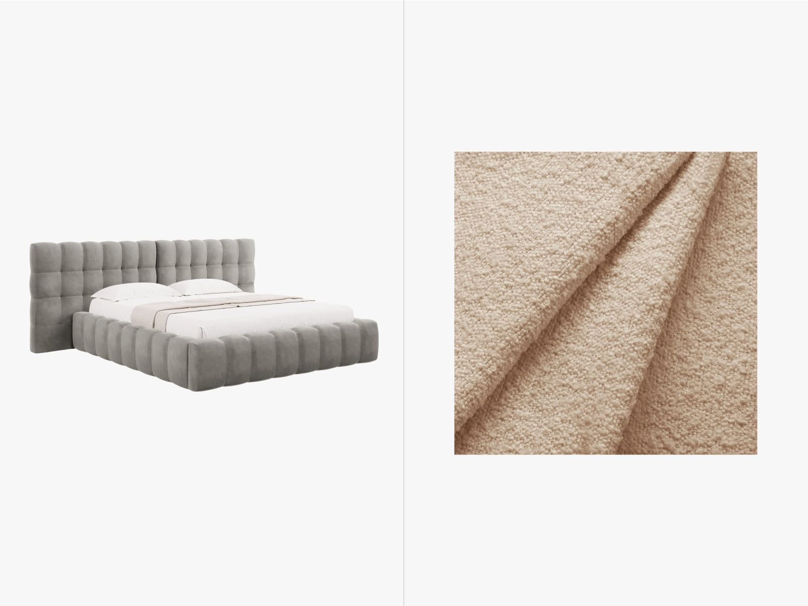 Mamaia Boucle Bett mit Stauraum und doppeltem Headboard 250cm in Beige/Schwarz-Baloo präsentiert im Onlineshop von KAQTU Design AG. Bett ist von Micadoni