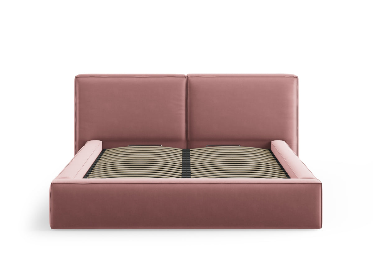 Jodie Bett mit Stauraum und doppeltem Headboard 160cm in Pink-Bluvel präsentiert im Onlineshop von KAQTU Design AG. Bett ist von Micadoni