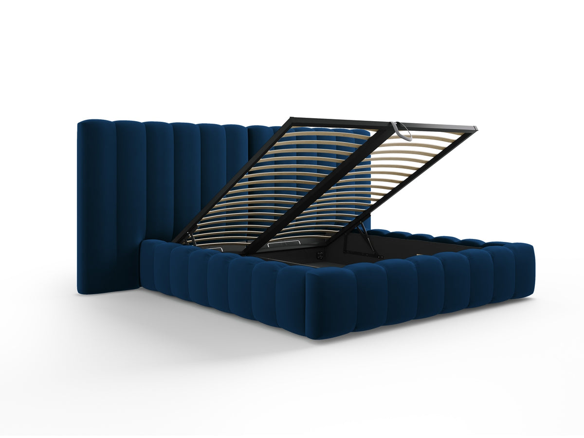 Kelp Bett mit Stauraum und double Headboard 160cm in Royal Blue-Bluvel präsentiert im Onlineshop von KAQTU Design AG. Bett ist von Micadoni