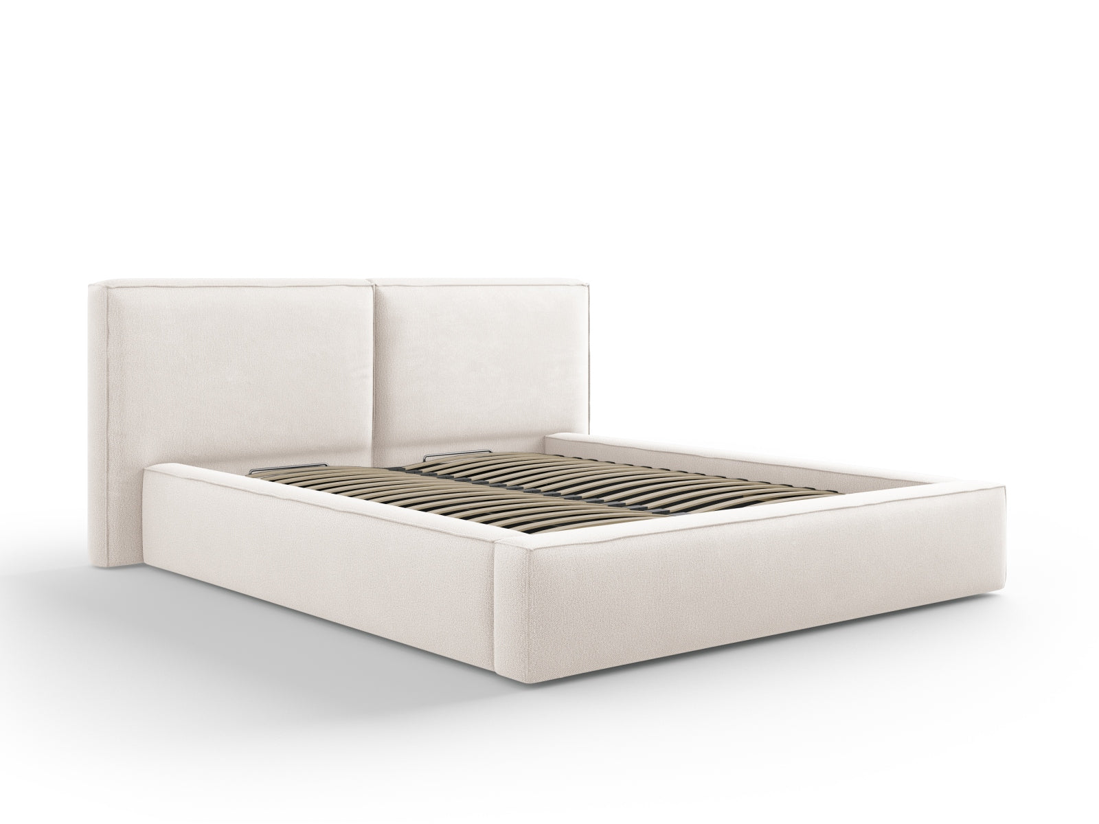 Jodie Bett mit Stauraumfunktion mit doppeltem Headboard 214cm in Light Beige präsentiert im Onlineshop von KAQTU Design AG. Bett ist von Micadoni