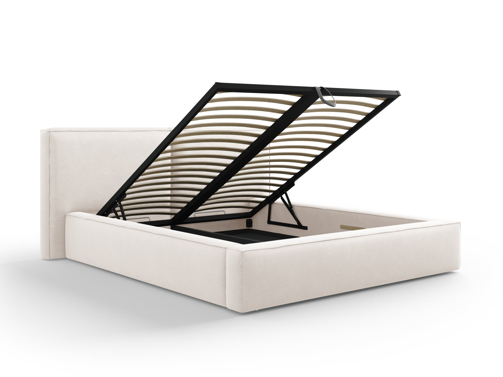 Jodie Bett mit Stauraumfunktion mit doppeltem Headboard 160cm in Light Beige-Megan präsentiert im Onlineshop von KAQTU Design AG. Bett ist von Micadoni