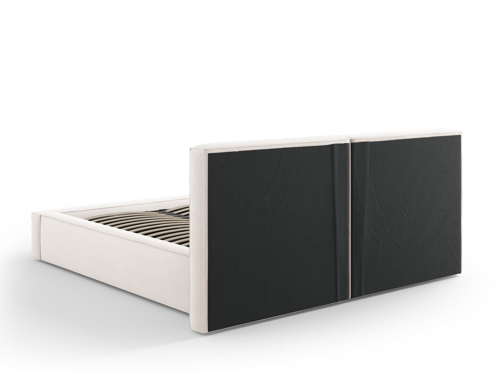 Jodie Bett mit Stauraumfunktion mit doppeltem Headboard 160cm in Light Beige-Megan präsentiert im Onlineshop von KAQTU Design AG. Bett ist von Micadoni