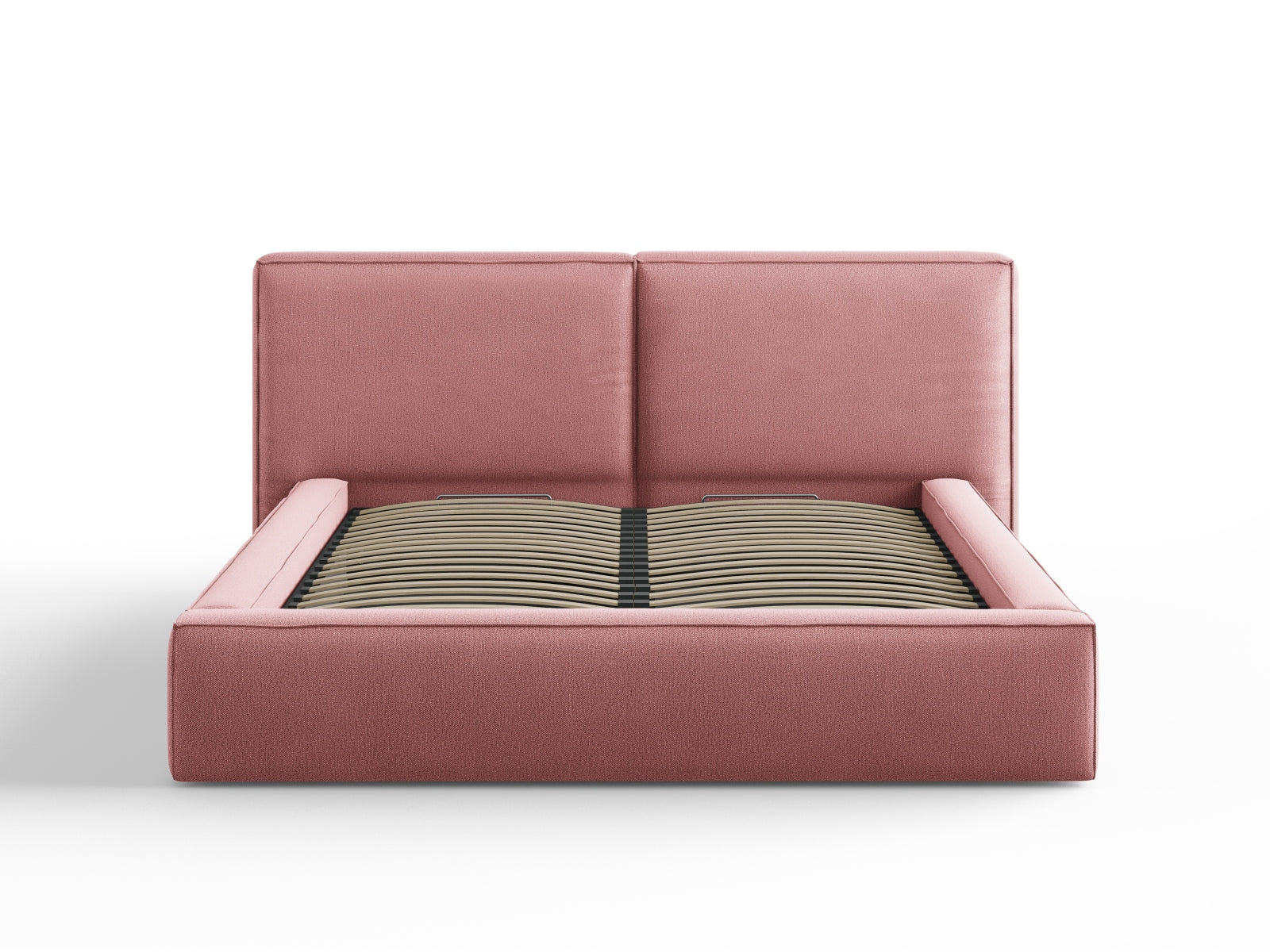 Elegantes Jodie Bett in Pink mit praktischem Stauraum und doppeltem Kopfteil, ideal für stilvolle Schlafzimmergestaltung.