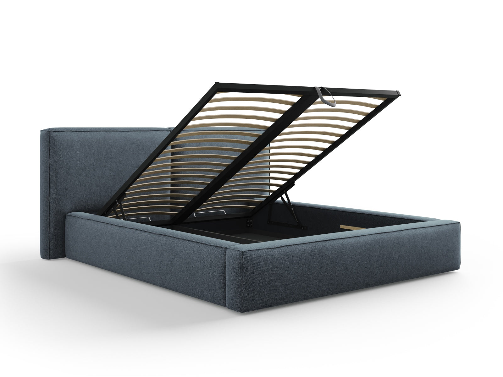 Jodie Bett mit Stauraumfunktion mit doppeltem Headboard 160cm in Blue-Megan präsentiert im Onlineshop von KAQTU Design AG. Bett ist von Micadoni