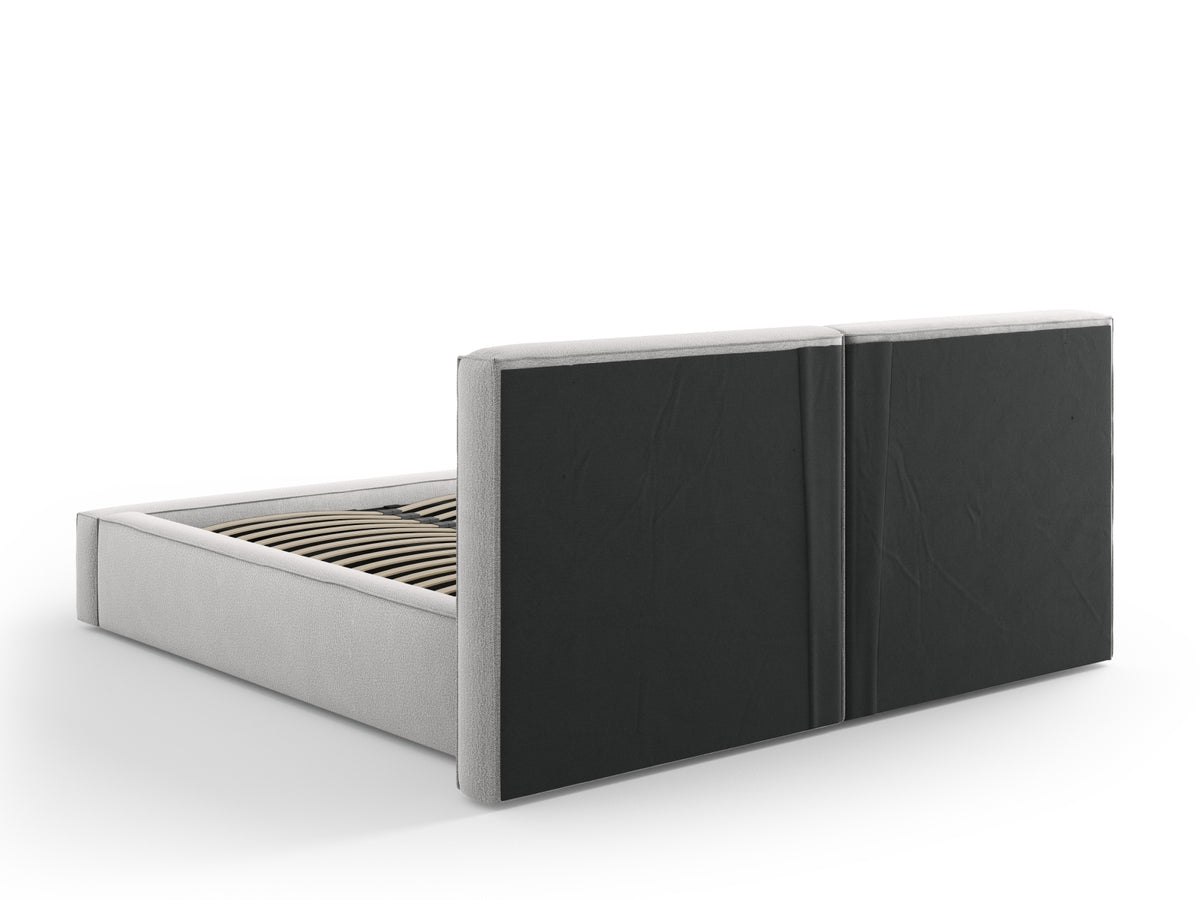 Jodie Bett mit Stauraumfunktion mit doppeltem Headboard 160cm in Light Grey-Megan präsentiert im Onlineshop von KAQTU Design AG. Bett ist von Micadoni