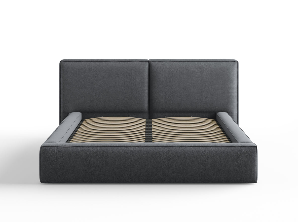 Jodie Bett mit Stauraumfunktion mit doppeltem Headboard 160cm in Dark Grey-Megan präsentiert im Onlineshop von KAQTU Design AG. Bett ist von Micadoni