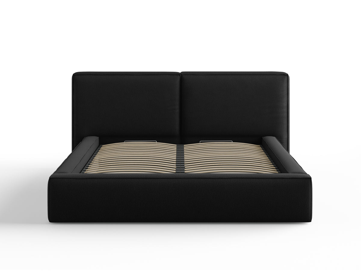 Jodie Bett mit Stauraumfunktion mit doppeltem Headboard 160cm in Black-Megan präsentiert im Onlineshop von KAQTU Design AG. Bett ist von Micadoni