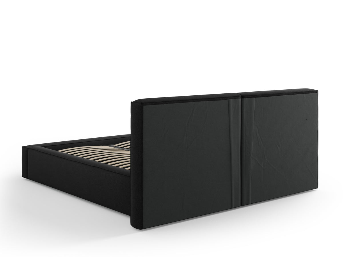 Jodie Bett mit Stauraumfunktion mit doppeltem Headboard 160cm in Black-Megan präsentiert im Onlineshop von KAQTU Design AG. Bett ist von Micadoni