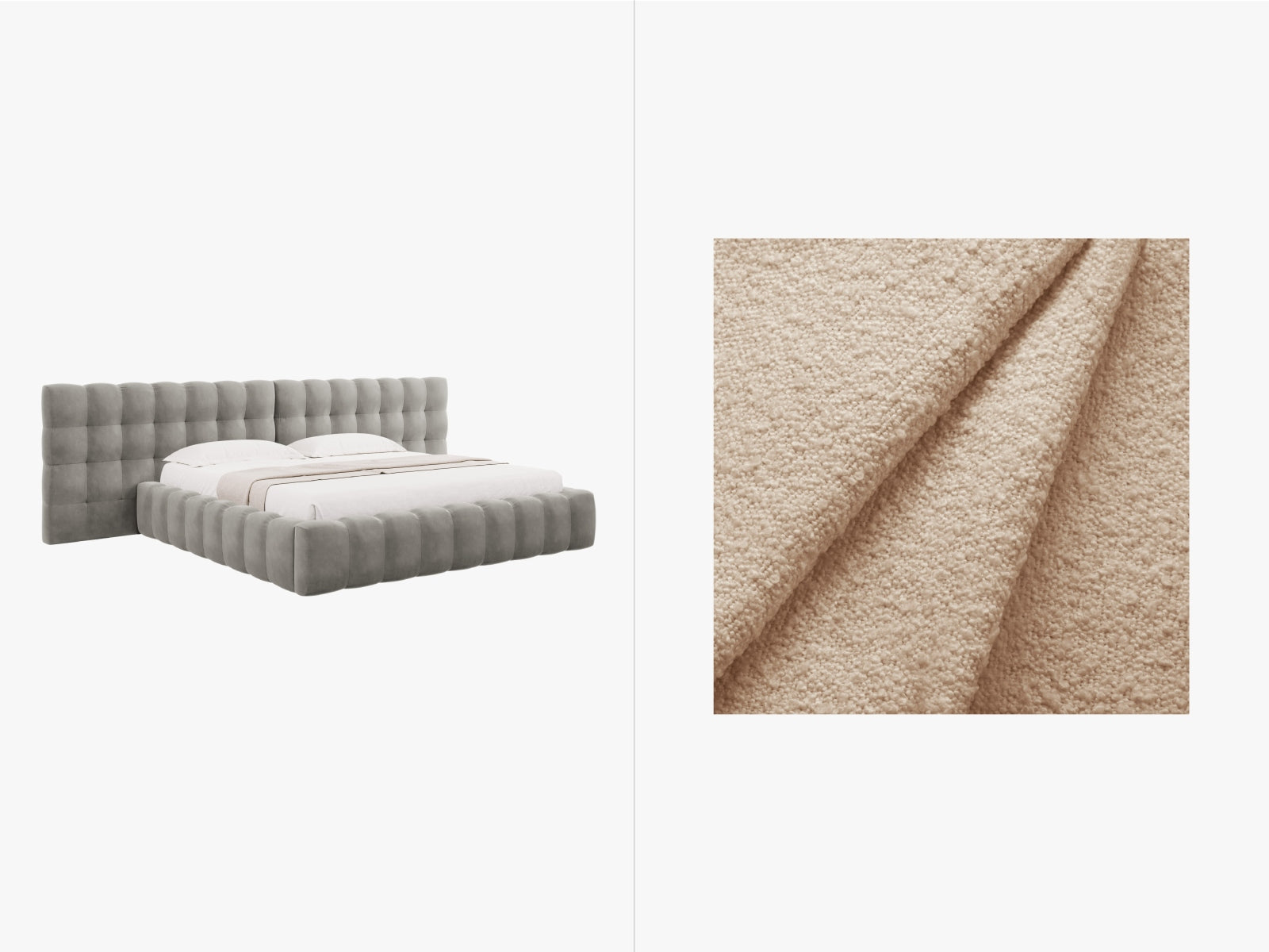 Mamaia Velour Bett mit Stauraum und doppeltem Headboard 180cm in Beige/Schwarz-Baloo präsentiert im Onlineshop von KAQTU Design AG. Bett ist von Micadoni