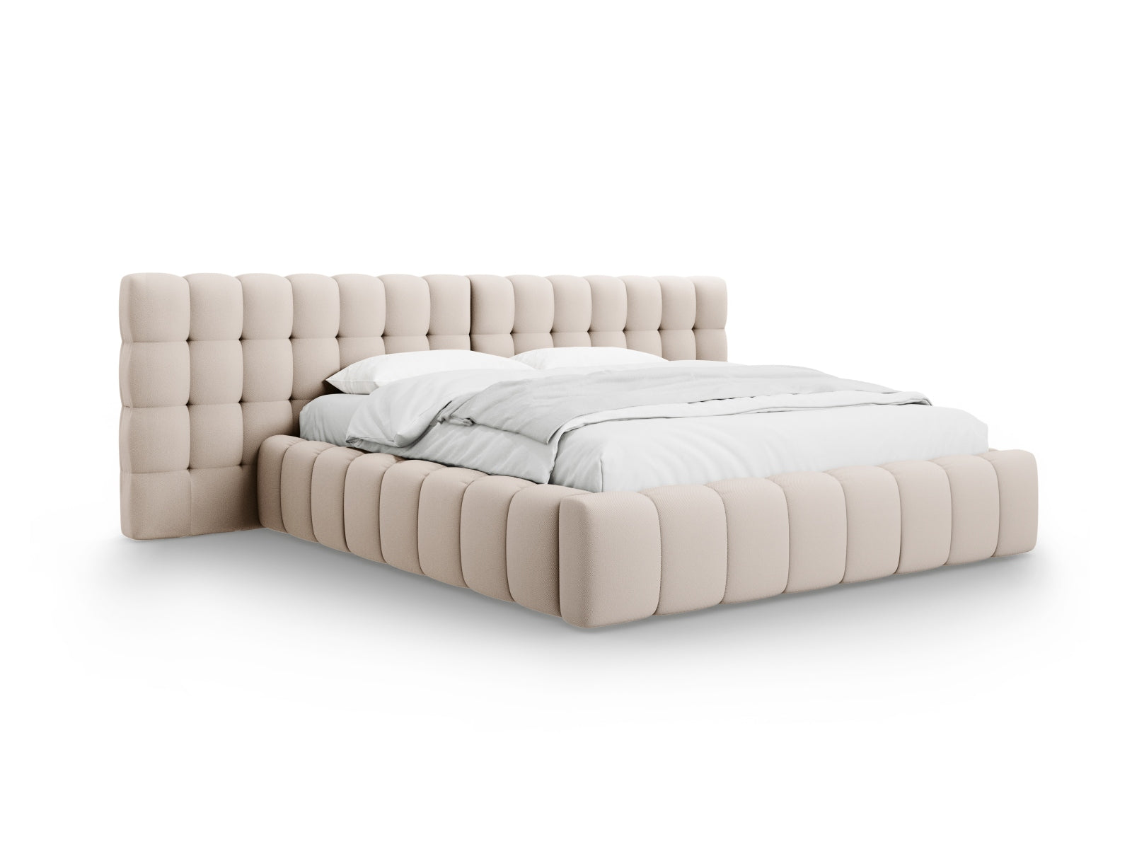 Mamaia Velour Bett mit Stauraum und doppeltem Headboard 180cm in Beige/Schwarz-Neve präsentiert im Onlineshop von KAQTU Design AG. Bett ist von Micadoni