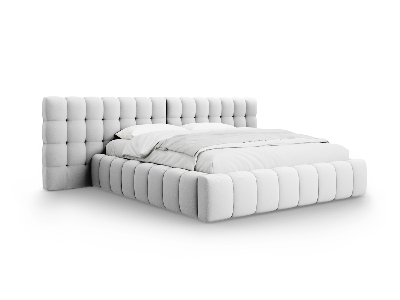 Mamaia Velour Bett mit Stauraum und doppeltem Headboard 180cm in Light Grey/Schwarz-Neve präsentiert im Onlineshop von KAQTU Design AG. Bett ist von Micadoni