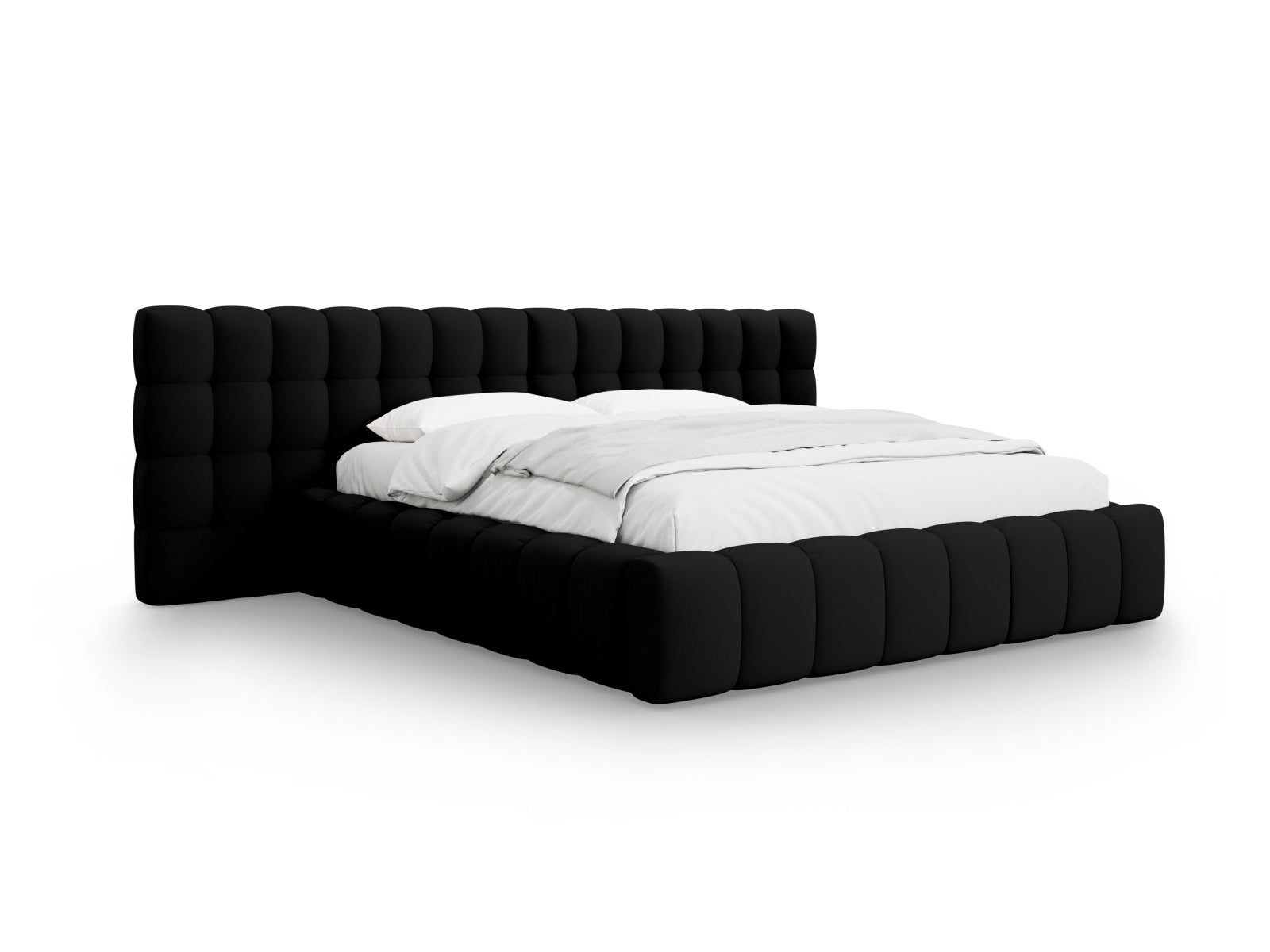 Mamaia Velour Bett mit Stauraum und doppeltem Headboard 180cm in Black/Schwarz-Neve präsentiert im Onlineshop von KAQTU Design AG. Bett ist von Micadoni