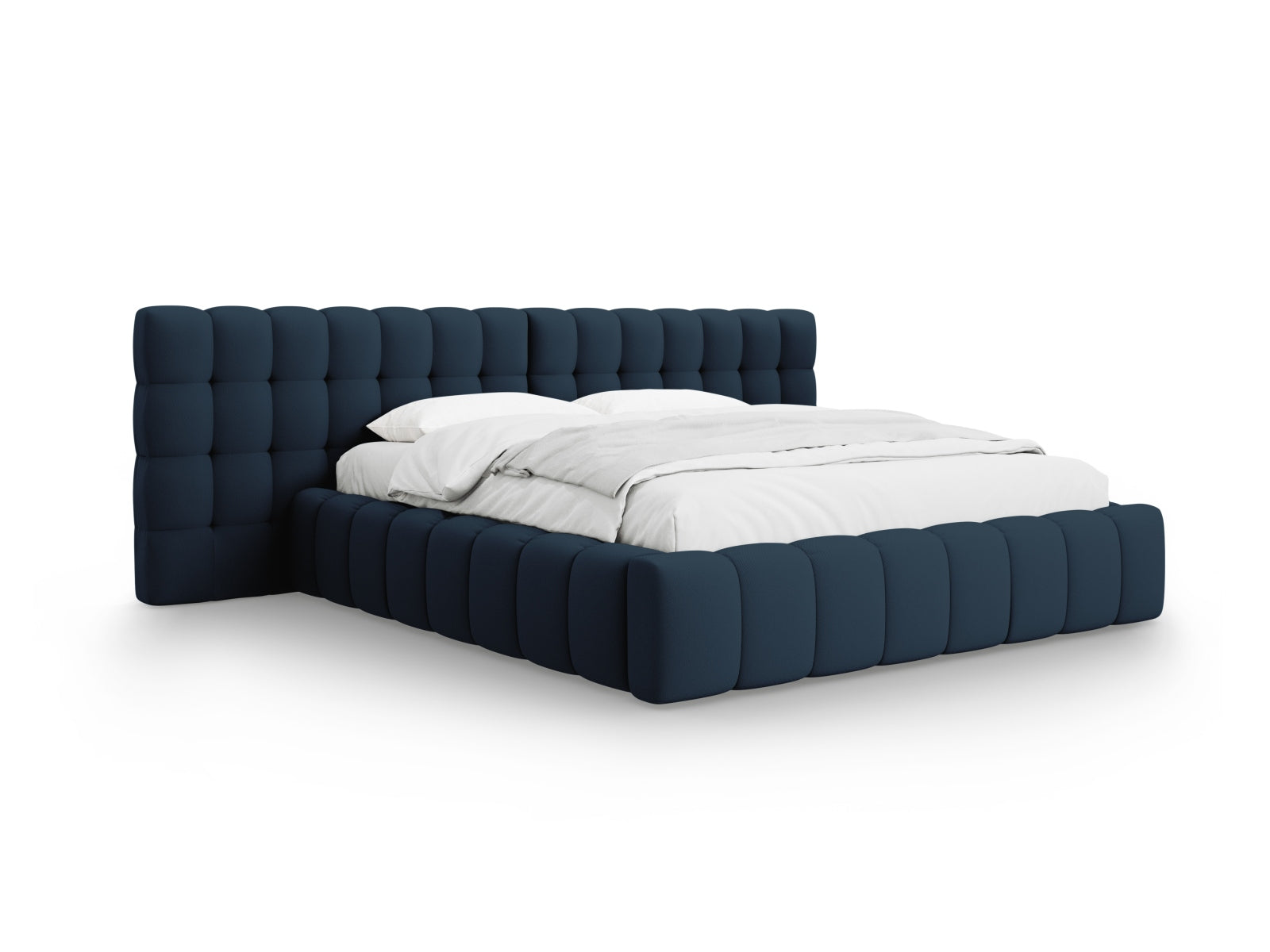 Mamaia Velour Bett mit Stauraum und doppeltem Headboard 180cm in Blue/Schwarz-Neve präsentiert im Onlineshop von KAQTU Design AG. Bett ist von Micadoni