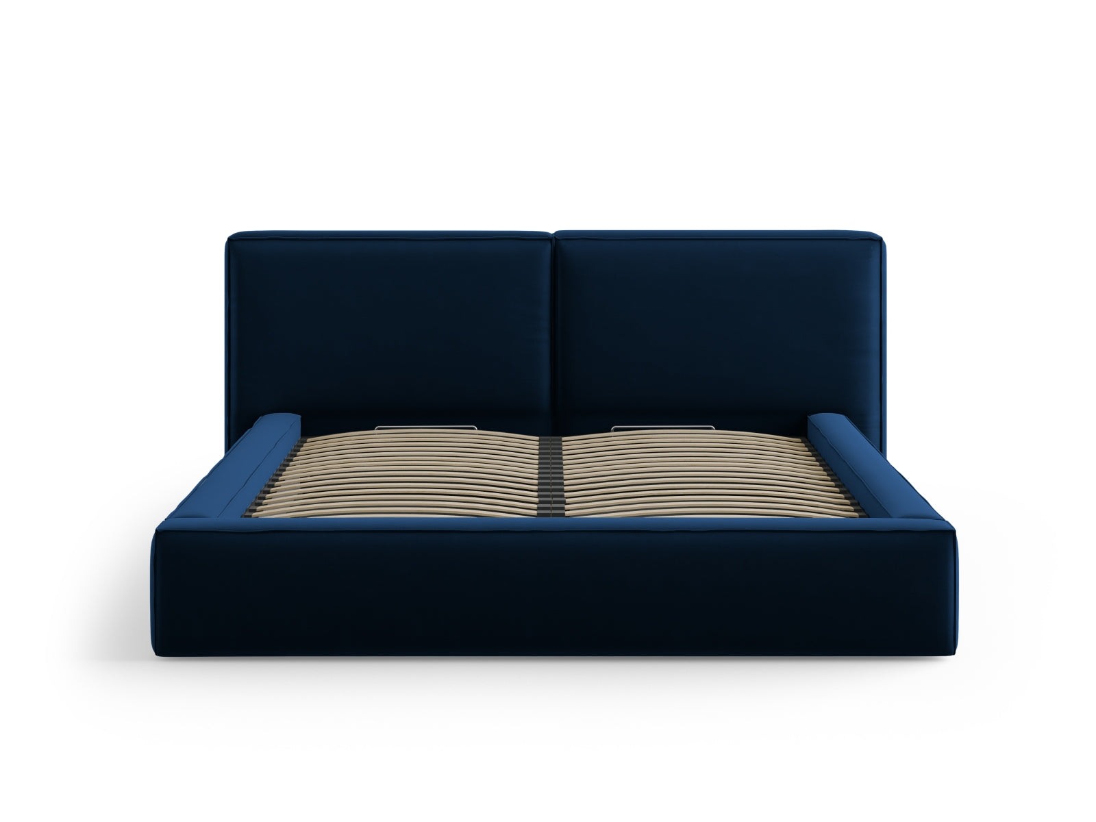 Entdecken Sie das elegante Jodie Velour Bett von Micadoni mit doppeltem Headboard und praktischem Stauraum. Ideal für stilvolle Schlafzimmer!