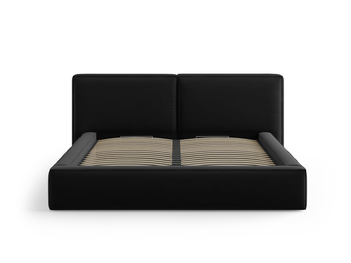 Jodie Bett mit Stauraum und doppeltem Headboard 180cm in Black-Bluvel präsentiert im Onlineshop von KAQTU Design AG. Bett ist von Micadoni