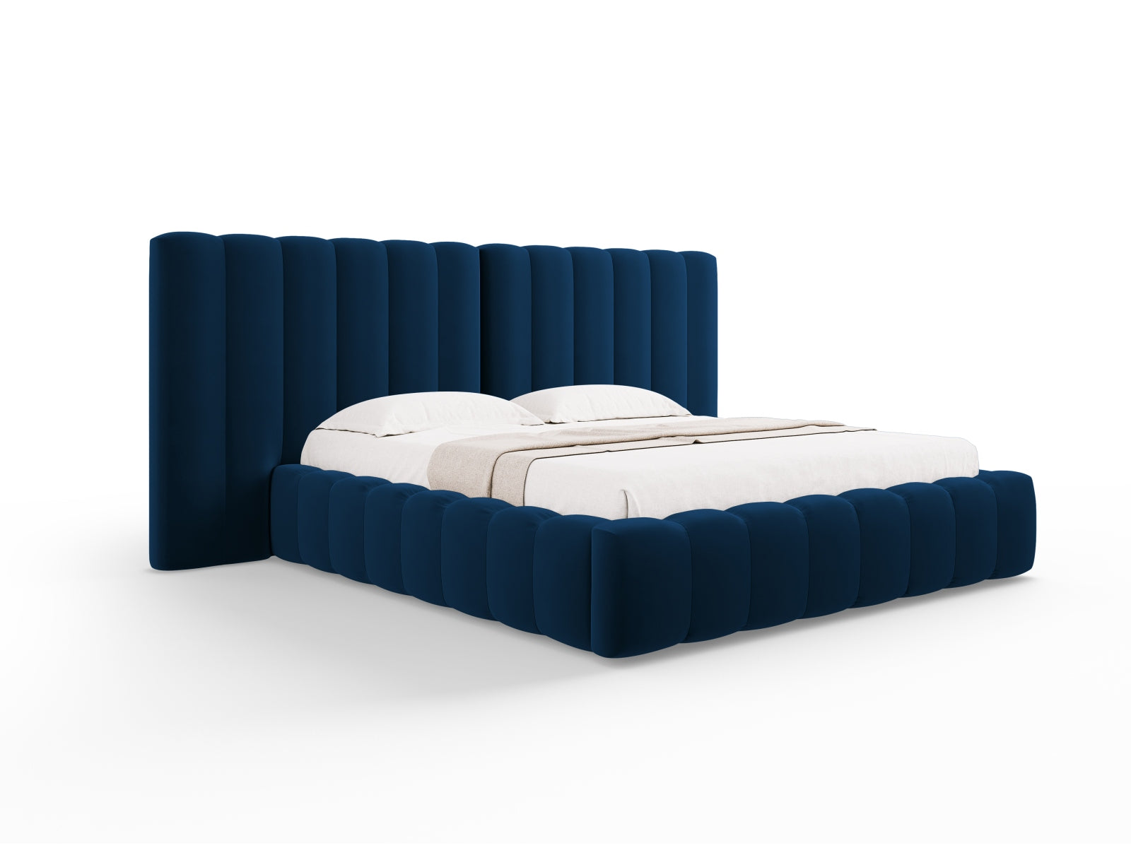 Kelp Velour Bett mit Stauraum und double Headboard in Royal Blue präsentiert im Onlineshop von KAQTU Design AG. Bett ist von Micadoni