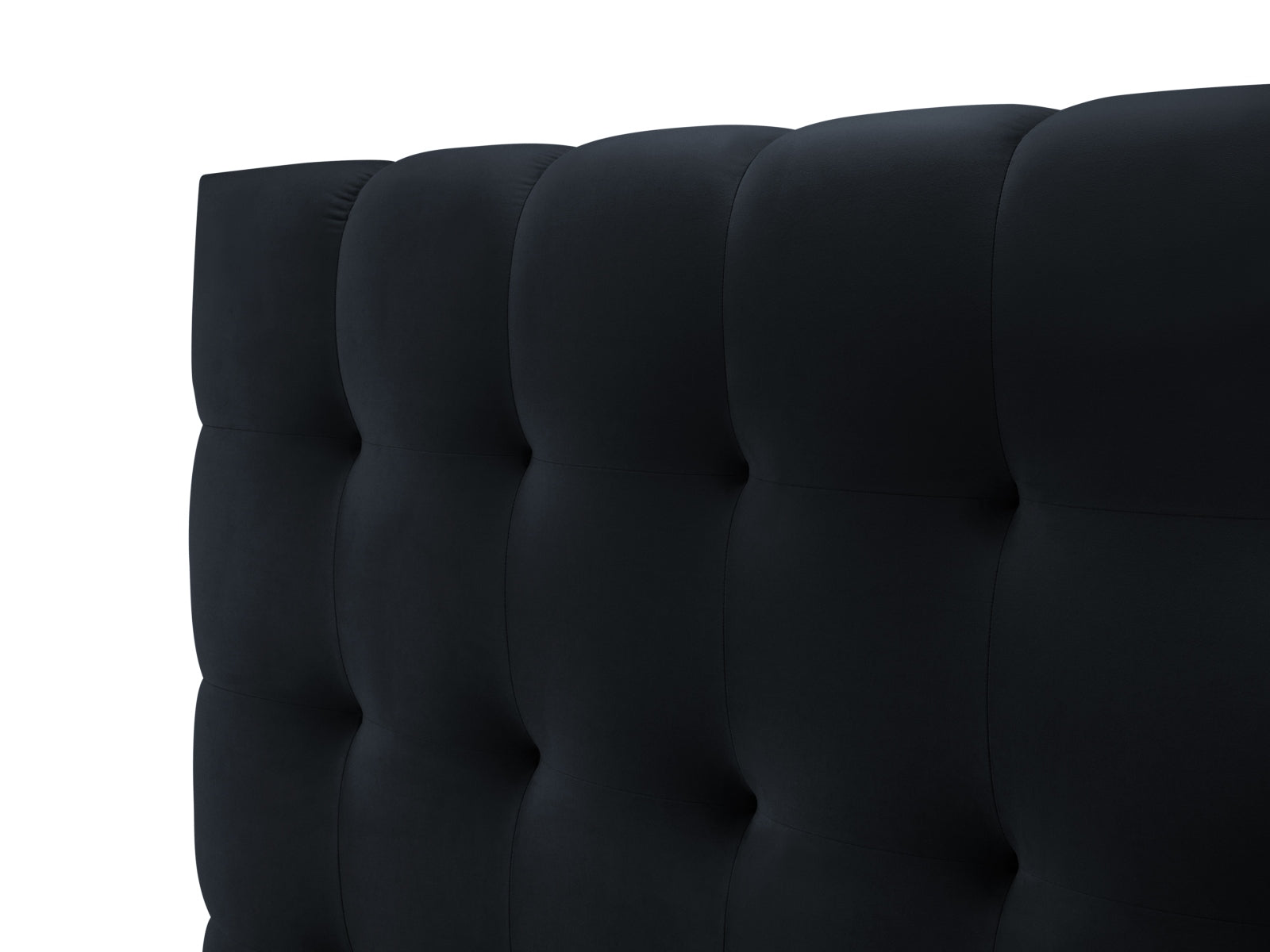 Elegantes Mamaia Velour Bett in edlem Blau, bietet großzügigen Stauraum und ein stilvolles doppeltes Kopfteil für höchsten Schlafkomfort.
