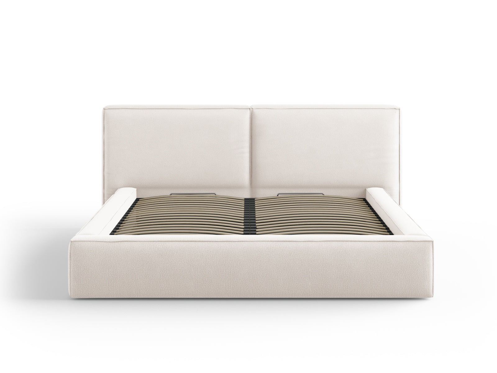 Jodie Bett mit Stauraumfunktion mit doppeltem Headboard 180cm in Light Beige-Megan präsentiert im Onlineshop von KAQTU Design AG. Bett ist von Micadoni
