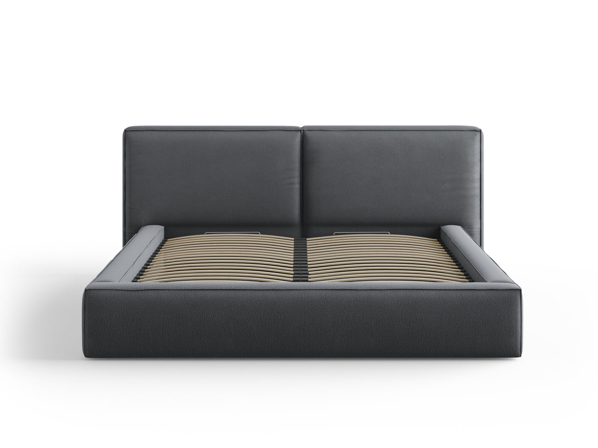 Jodie Bett mit Stauraumfunktion mit doppeltem Headboard 180cm in Dark Grey-Megan präsentiert im Onlineshop von KAQTU Design AG. Bett ist von Micadoni