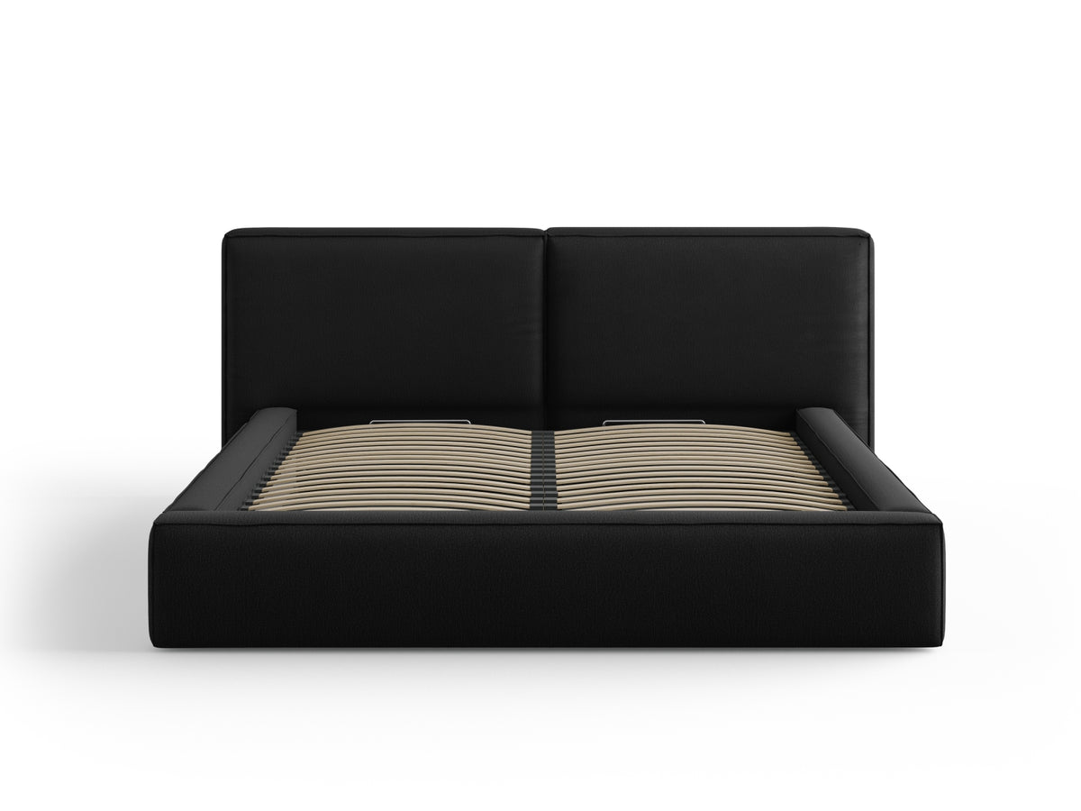 Jodie Bett mit Stauraumfunktion mit doppeltem Headboard 180cm in Black-Megan präsentiert im Onlineshop von KAQTU Design AG. Bett ist von Micadoni