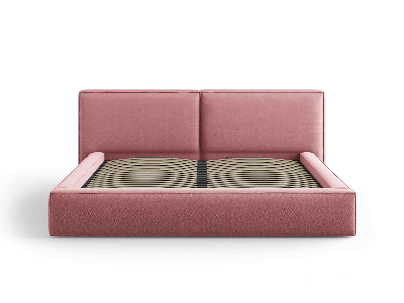 Elegantes Jodie Bett in Pink mit praktischem Stauraum und doppeltem Kopfteil, ideal für stilvolle Schlafzimmergestaltung.