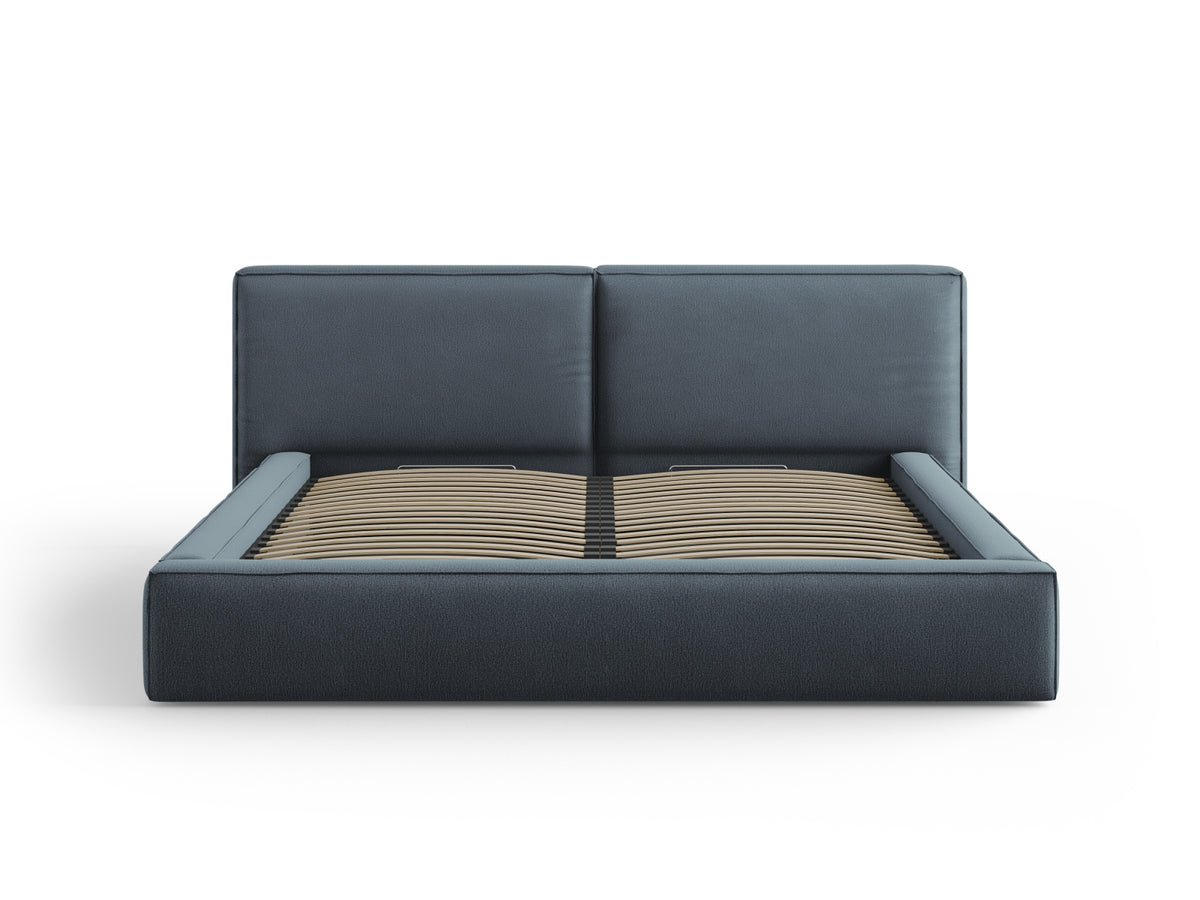 Jodie Bett mit Stauraumfunktion mit doppeltem Headboard 200cm in Blue-Megan präsentiert im Onlineshop von KAQTU Design AG. Bett ist von Micadoni
