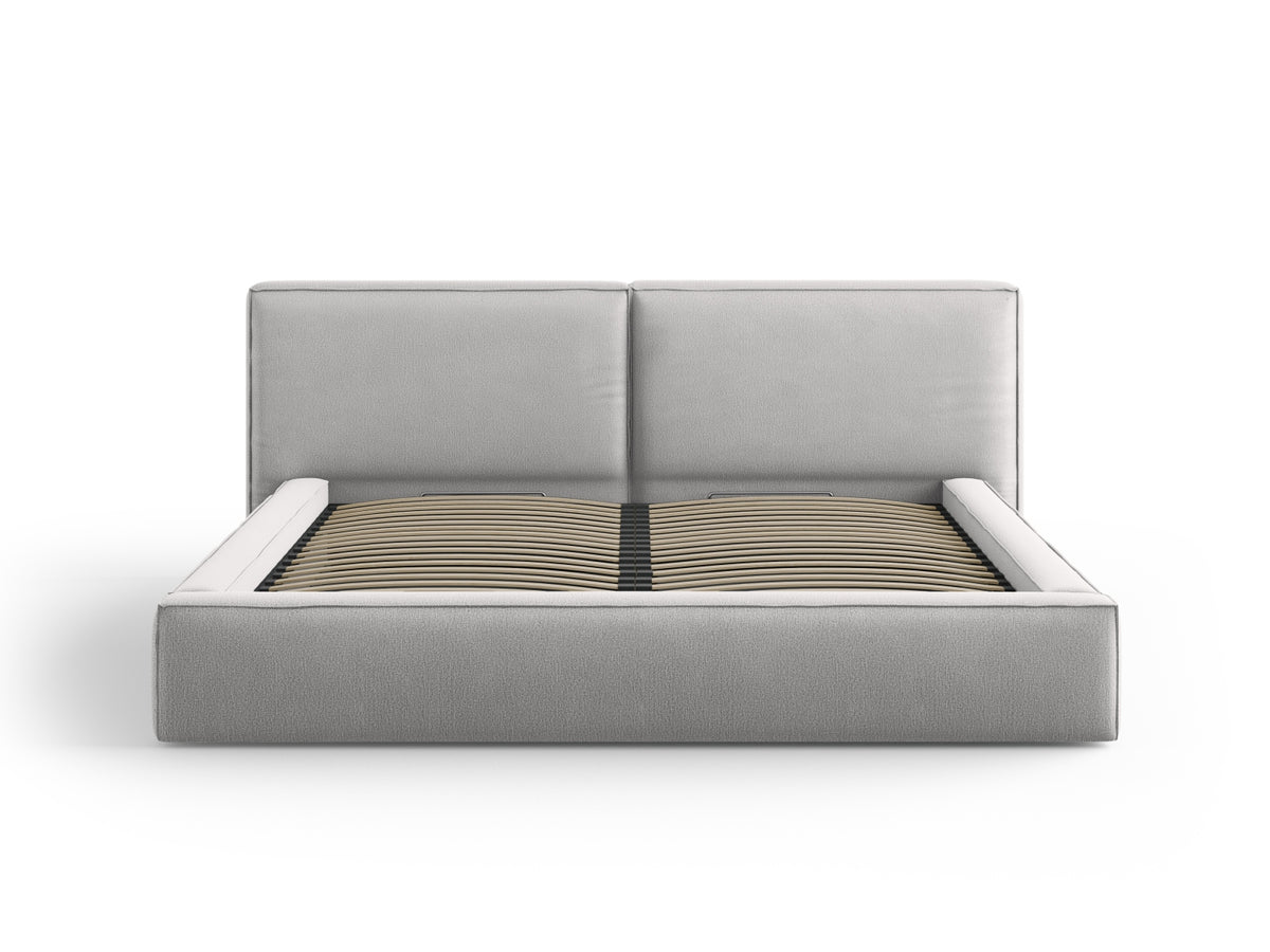 Jodie Bett mit Stauraumfunktion mit doppeltem Headboard 200cm in Light Grey-Megan präsentiert im Onlineshop von KAQTU Design AG. Bett ist von Micadoni