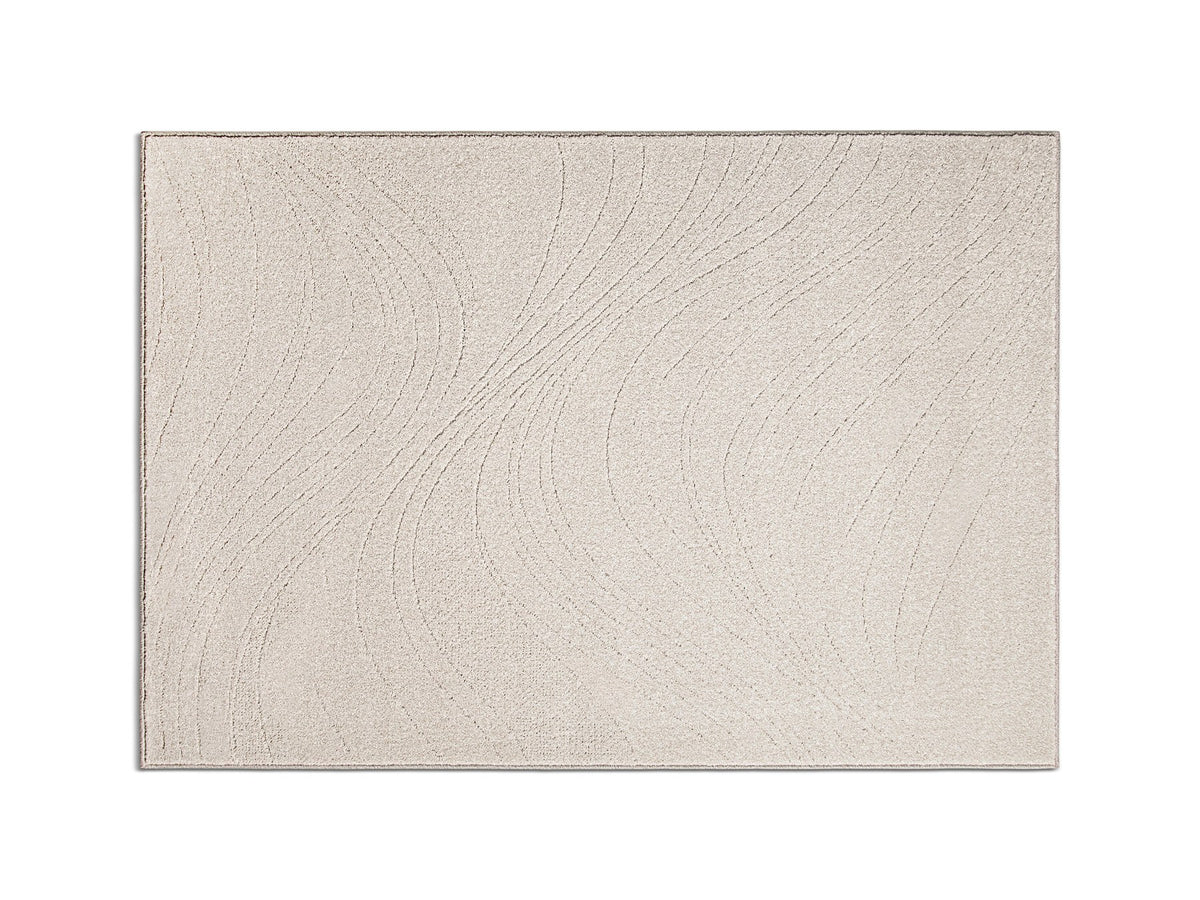Teppich Kagera von Micadoni in Perle, rechteckige Form, strukturierte Oberfläche aus Cut-and-Loop-Flor, Polypropylen-Frisé-Garn.