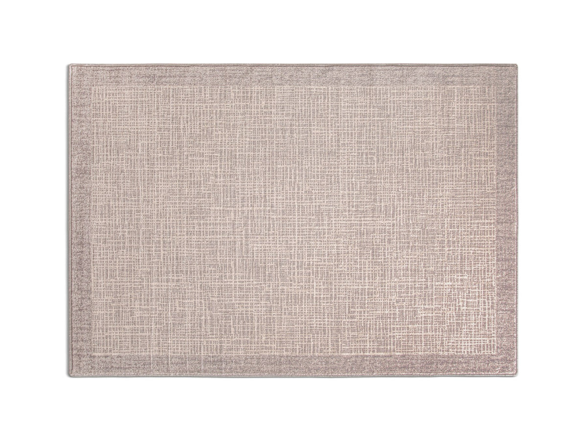 Beiger Wollteppich Rift von Micadoni mit unregelmässigem, leinenartigem Webmuster, rechteckige Form, 300 x 200 cm.
