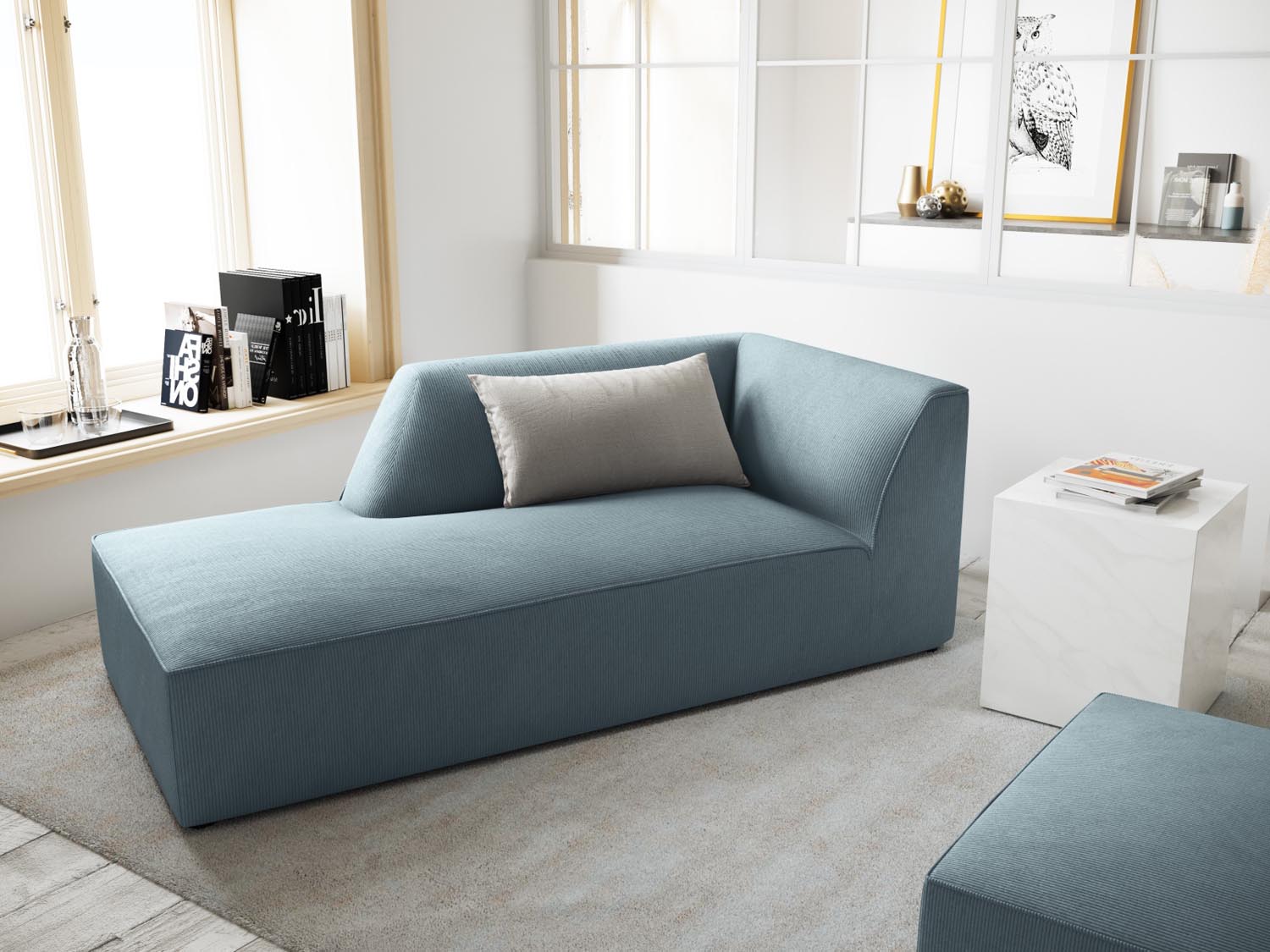 Entdecken Sie das stilvolle Ruby Sofa Chaise Lounge links von Micadoni in Light Blue – ideal für Ihr modernes Wohnzimmer! Komfort und Eleganz vereint.