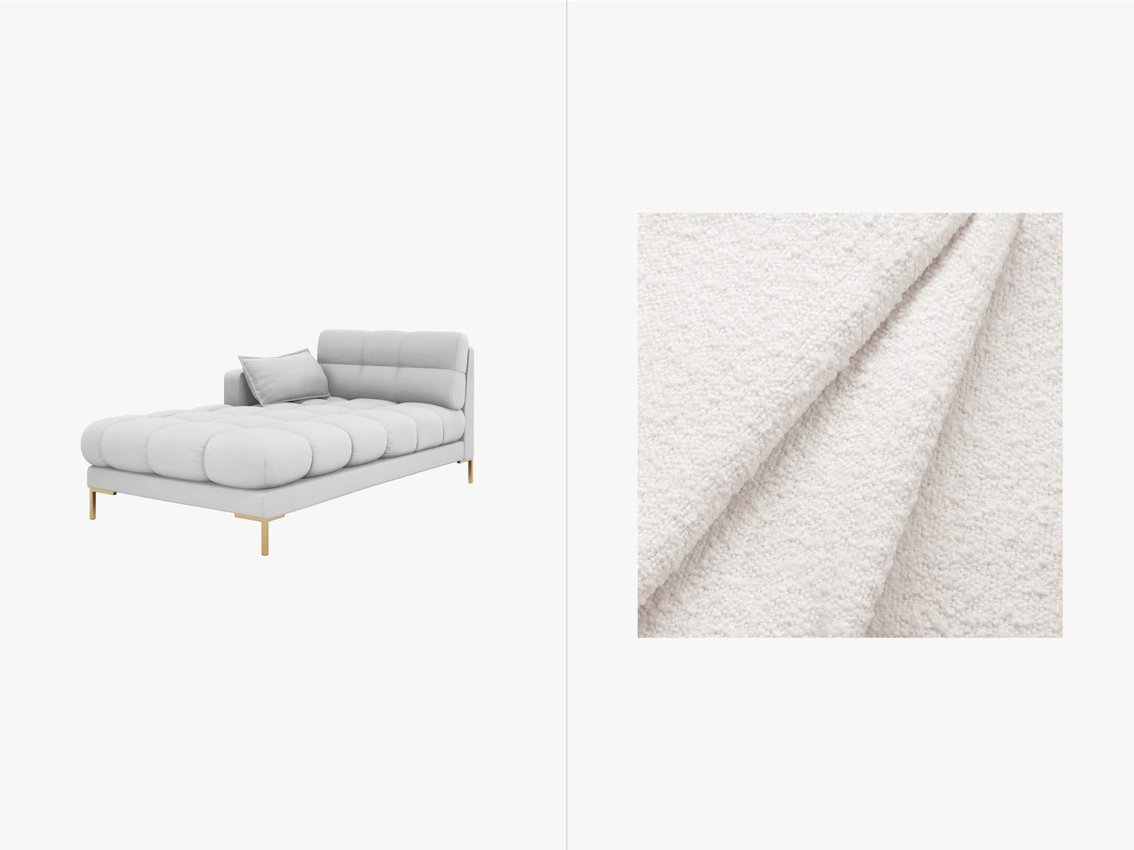 Mamaia Sofa Chaise Lounge links 1 Sitz in White/Gold präsentiert im Onlineshop von KAQTU Design AG. L-Sofa links ist von Micadoni