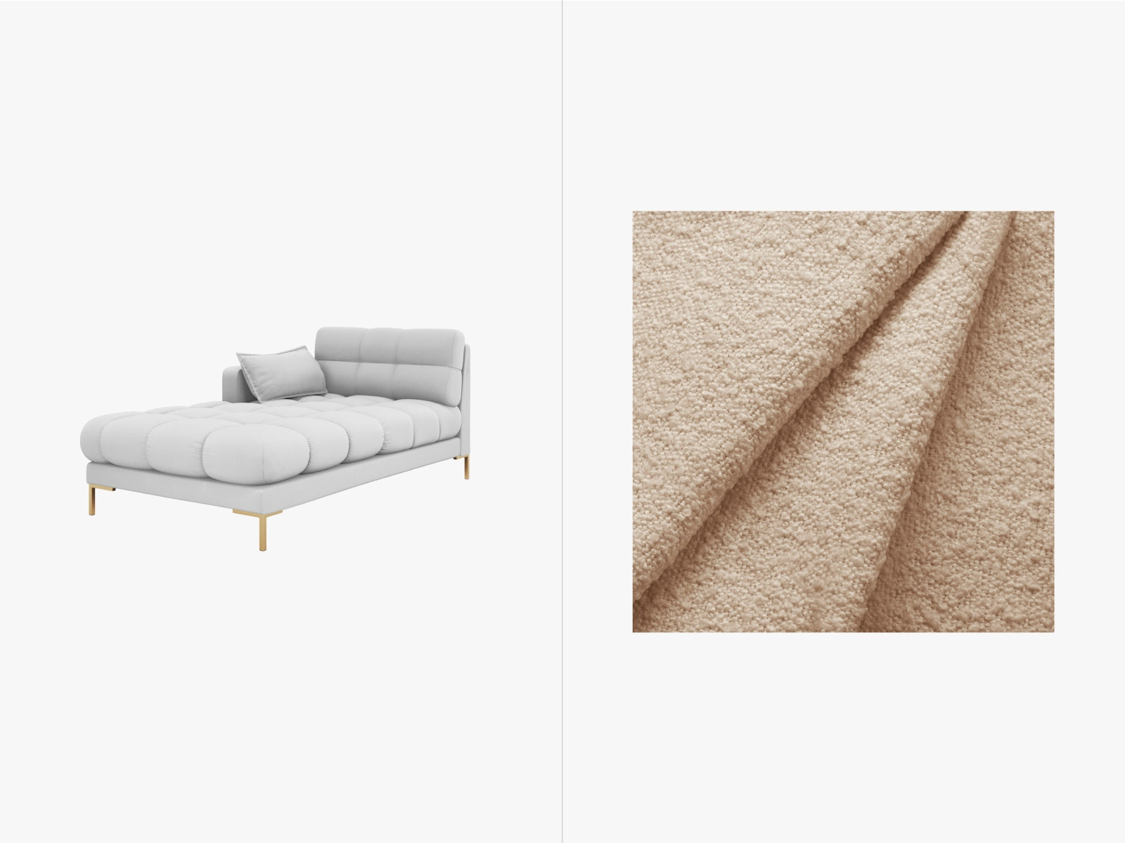 Mamaia Sofa Chaise Lounge links 1 Sitz in Beige/Gold präsentiert im Onlineshop von KAQTU Design AG. L-Sofa links ist von Micadoni