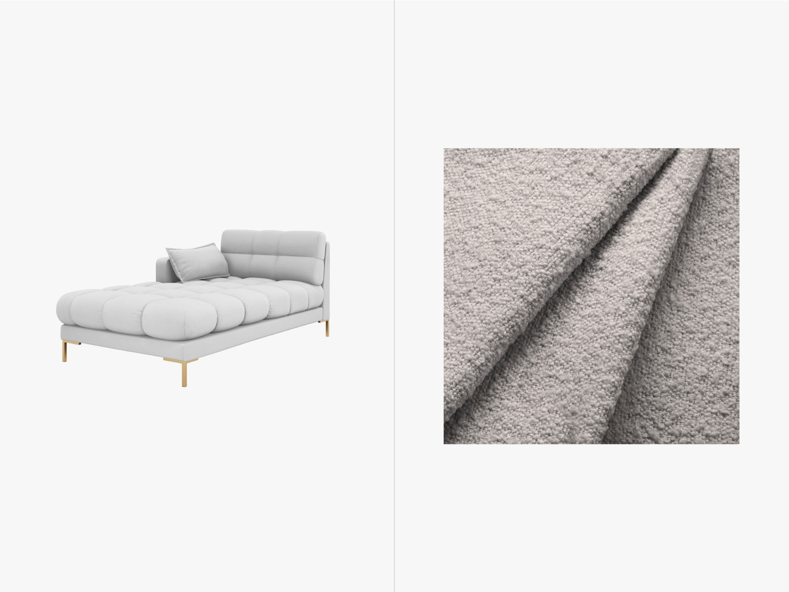 Mamaia Sofa Chaise Lounge links 1 Sitz in Light Grey/Gold präsentiert im Onlineshop von KAQTU Design AG. L-Sofa links ist von Micadoni